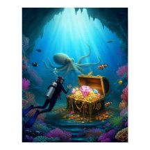 Le plongeur découvre un trésor gardé