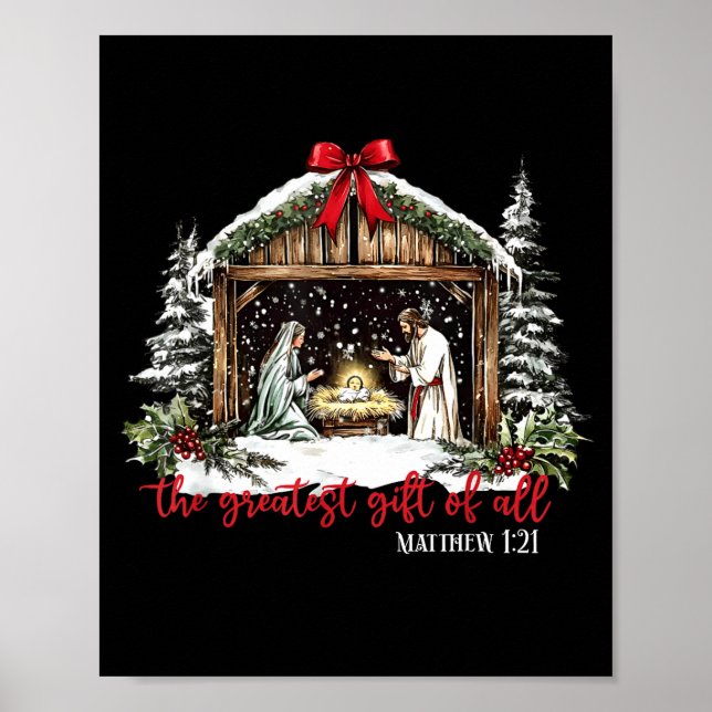 Affiche Le plus beau cadeau de tous Jésus bébé Noël chréti (Devant)