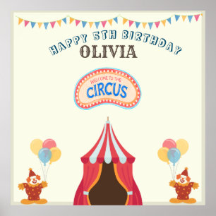 Affiche LE PLUS GRAND 5E anniversaire Cirque THÈME