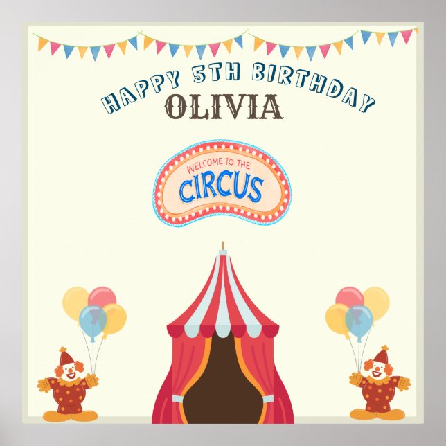 Affiche LE PLUS GRAND 5E anniversaire Cirque THÈME (Devant)