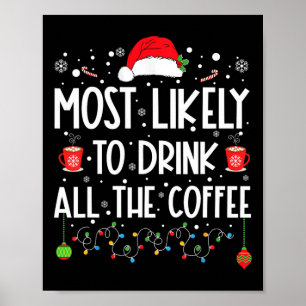 Affiche Le Plus Probable À Boire Tout Le Café Amusant Fami