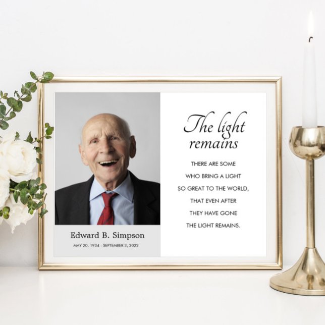 Affiche Le poème mémorial funéraire La Lumière demeure ave (Créateur téléchargé)