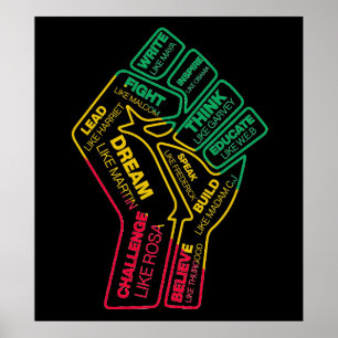 Affiche Le poing motivationnel du héros de l'histoire noir
