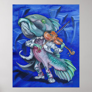 Affiche Le poisson joue d'un violon