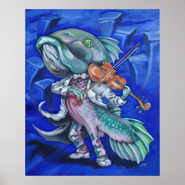 Affiche Le poisson joue d'un violon (Devant)
