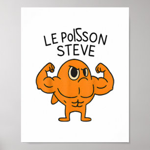 Affiche Le Poisson Steve Funny Cartoon de poisson musclé
