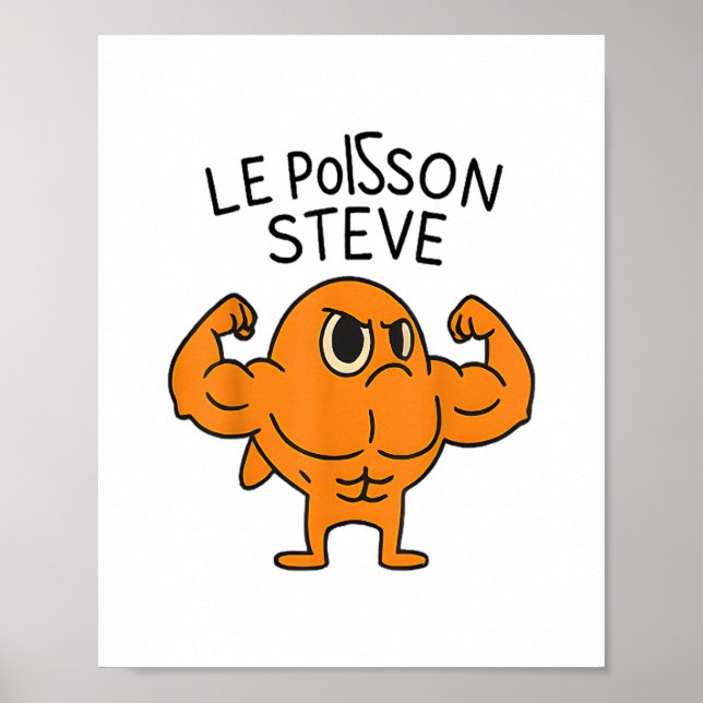 Affiche Le Poisson Steve Funny Cartoon de poisson musclé (Devant)
