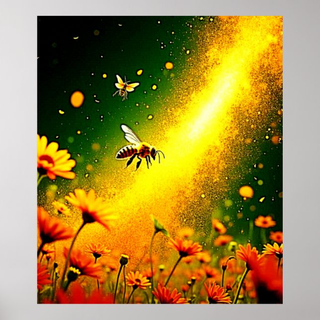 Affiche Le pollen doré des abeilles explose Joy Design (Devant)