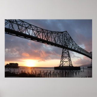 Affiche Le Pont Astoria-Megler Au Coucher Du Soleil