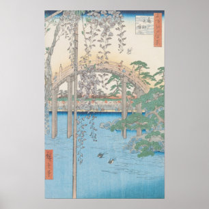 Affiche Le pont avec Wisteria ou Kameido Tenjin