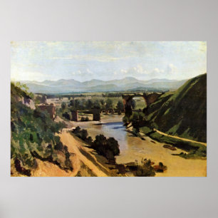 Affiche Le pont chez Narni par Jean-Baptiste-Camille Corot