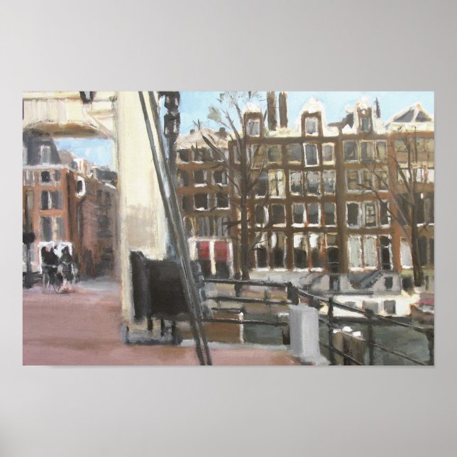 Affiche Le pont d'Amsterdam et le canal Maisons Art (Devant)