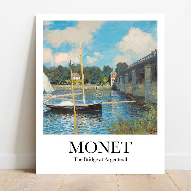 Affiche Le pont d'Argenteuil par Claude Monet (Monet "The Bridge at Argenteuil" Impressionist Landscape Poster. Vibrant colors, sunlight on water)