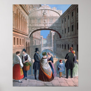Affiche Le Pont des Soupirs, Venise, gravé par Brizeghel