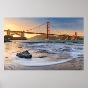 Affiche Le pont du Golden Gate à San Francisco au coucher