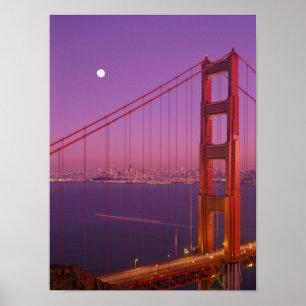 Affiche Le pont du Golden Gate peu après le coucher du sol