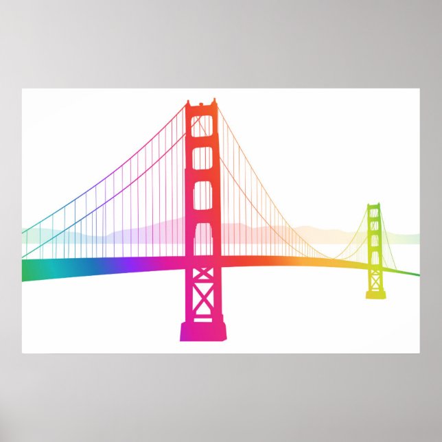 Affiche Le pont du Golden Gate | Style arc-en-ciel (Devant)