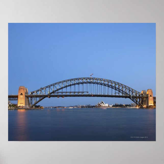 Affiche Le pont du port de Sydney et l'opéra à la tombée d (Devant)