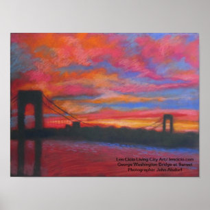 Affiche Le pont George Washington au coucher du soleil