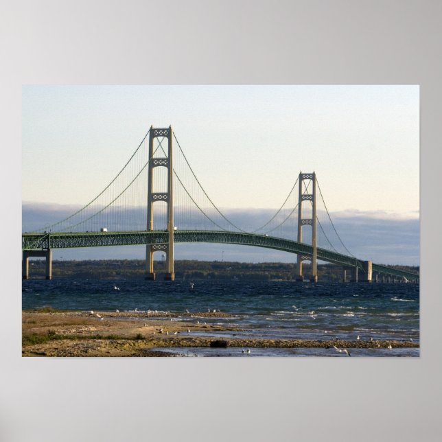 Affiche Le pont Mackinac enjambant les détroits de 4 (Devant)
