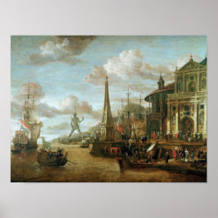 Affiche Le port de Rhodes