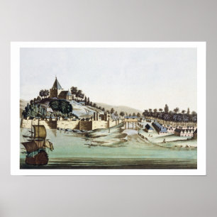 Affiche Le port et la ville du Malacca, Malaisie,