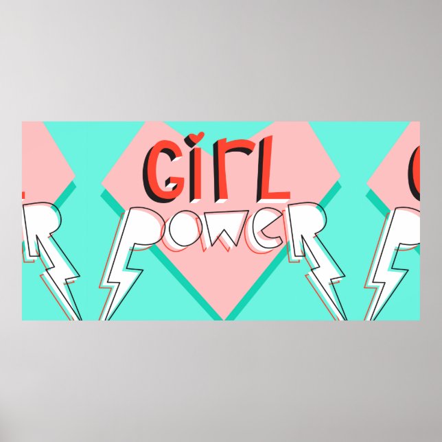 Affiche Le pouvoir de la fille. Design mignon avec slogan  (Devant)