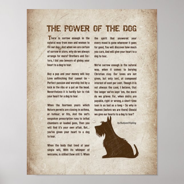 Affiche Le pouvoir du chien Poème - Rudyard Kipling  (Devant)