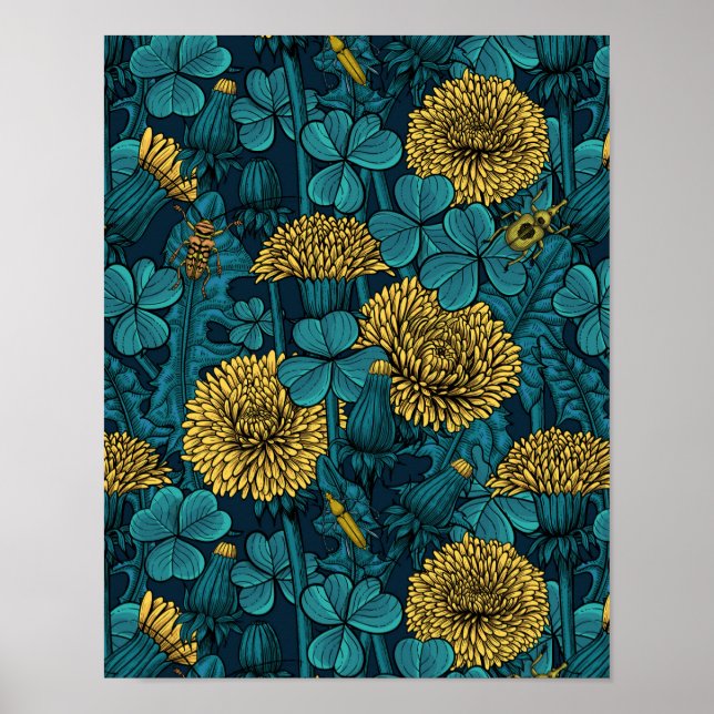 Affiche Le pré en jaune et bleu (Devant)