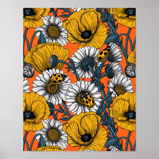 Affiche Le pré en jaune et bleu (Devant)