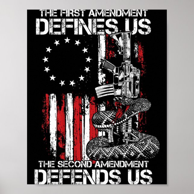 Affiche Le Premier Amendement Définit Un Drapeau Américain (Devant)