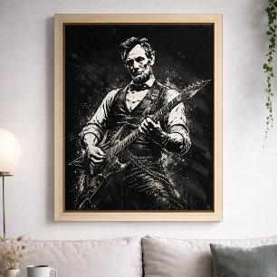 Affiche Le président Abraham Lincoln jouant de la guitare