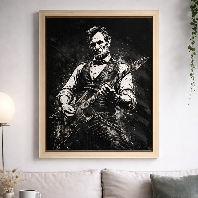Affiche Le président Abraham Lincoln jouant de la guitare (Créateur téléchargé)