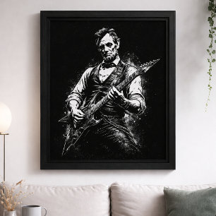 Affiche Le président Abraham Lincoln jouant de la guitare