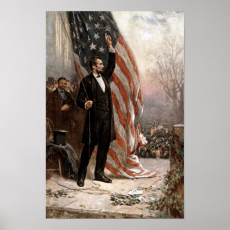Affiche Le Président Abraham Lincoln prononce Un Discours