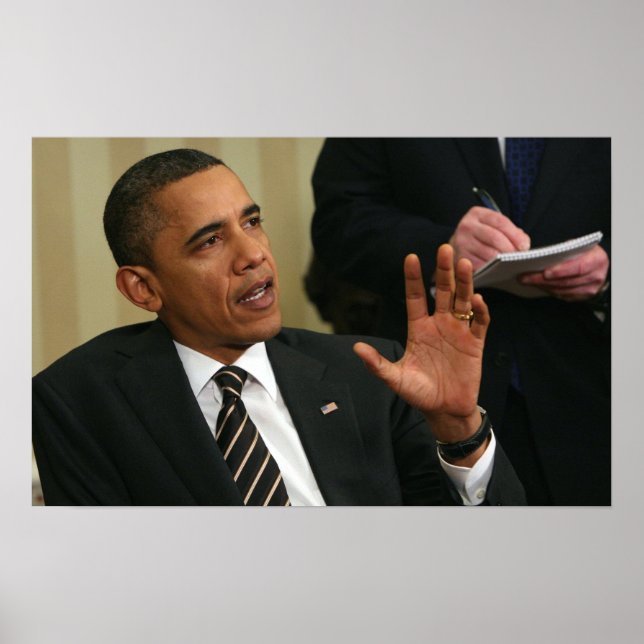 Affiche Le président Barack Obama s'entretient avec la pre (Devant)