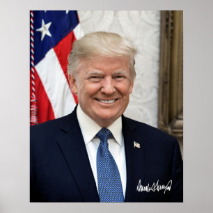 Affiche Le Président Donald Trump Avec Sa Signature