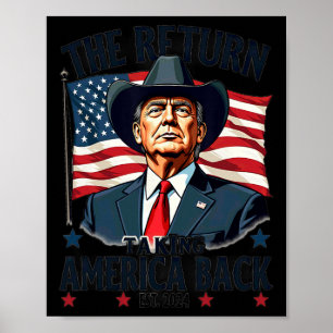 Affiche Le Président Patriotique Donald Trump Cowboy prend