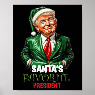 Affiche Le président préféré du Père Noël drôle Trump