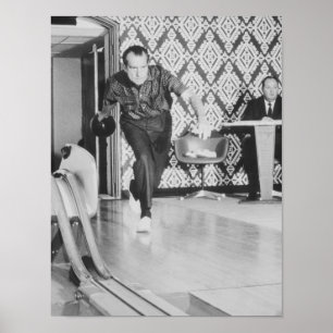 Affiche Le Président Richard Nixon Bowling À La Maison Bla