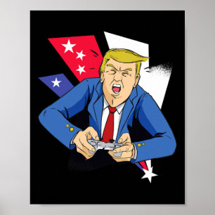 Affiche Le Président Trump joue aux jeux vidéo - 4 juillet