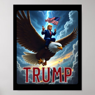 Affiche Le Président Trump Monte Un Aigle. Politique patri