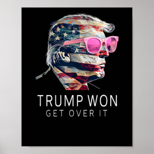 Affiche Le président Trump rose drôle avec le drapeau amér