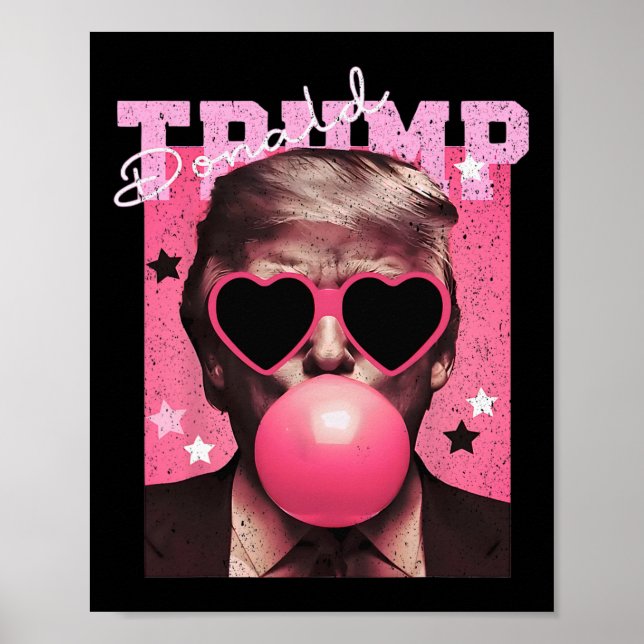 Affiche Le président Trump soufflant du Bubble Gum rose dr (Devant)