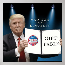 Affiche Le président Trump 📜 table cadeau Mariage patriot
