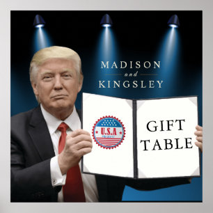 Affiche Le président Trump 📜 table cadeau Mariage patriot