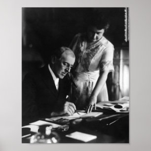 Affiche Le Président Wilson et première Madame Édith -