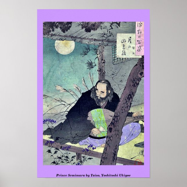 Affiche Le Prince Semimaru par Taiso, Yoshitoshi Ukiyoe (Devant)