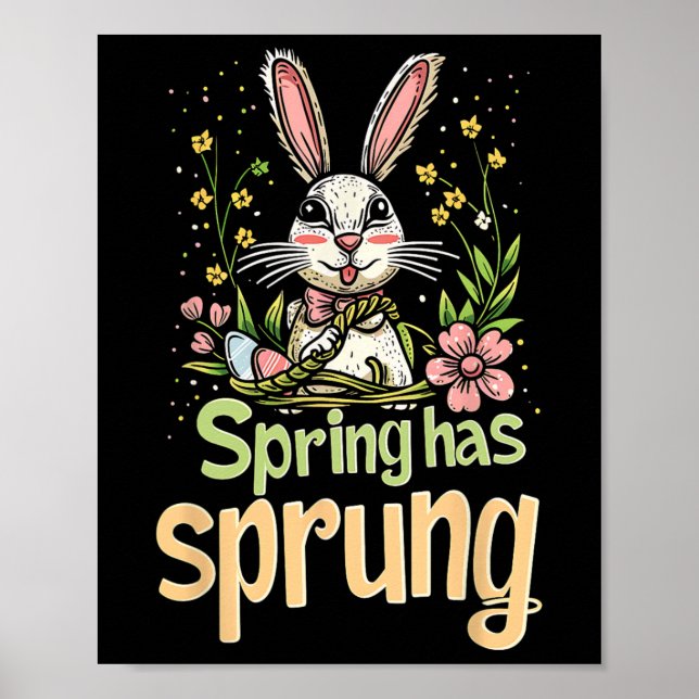 Affiche Le Printemps A Sprung Vacances Pâques Drôle Graphi (Devant)