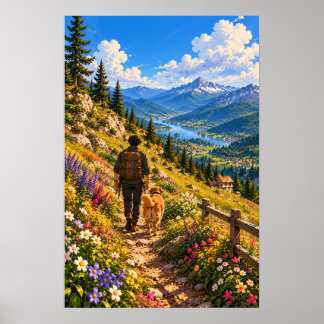Affiche Le promeneur dans la prairie de montagne